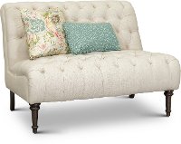 Cream Button-Tufted Settee with Throw Pillows - Paula Deen