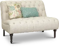 Cream Button-Tufted Settee with Throw Pillows - Paula Deen