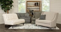 Cream Button-Tufted Settee with Throw Pillows - Paula Deen-2