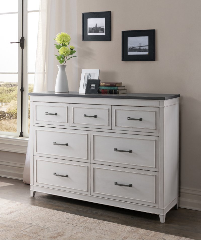 Contemporary White And Gray Dresser Delmar Rc Willey Furniture