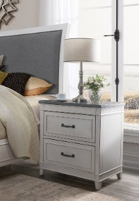 Contemporary White and Gray Nightstand - Delmar