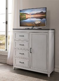 Contemporary White and Gray Media Chest - Delmar