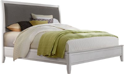 White and Gray Queen Upholstered Bed - Delmar