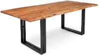 Solid Wood and Metal Dining Table - Acacia