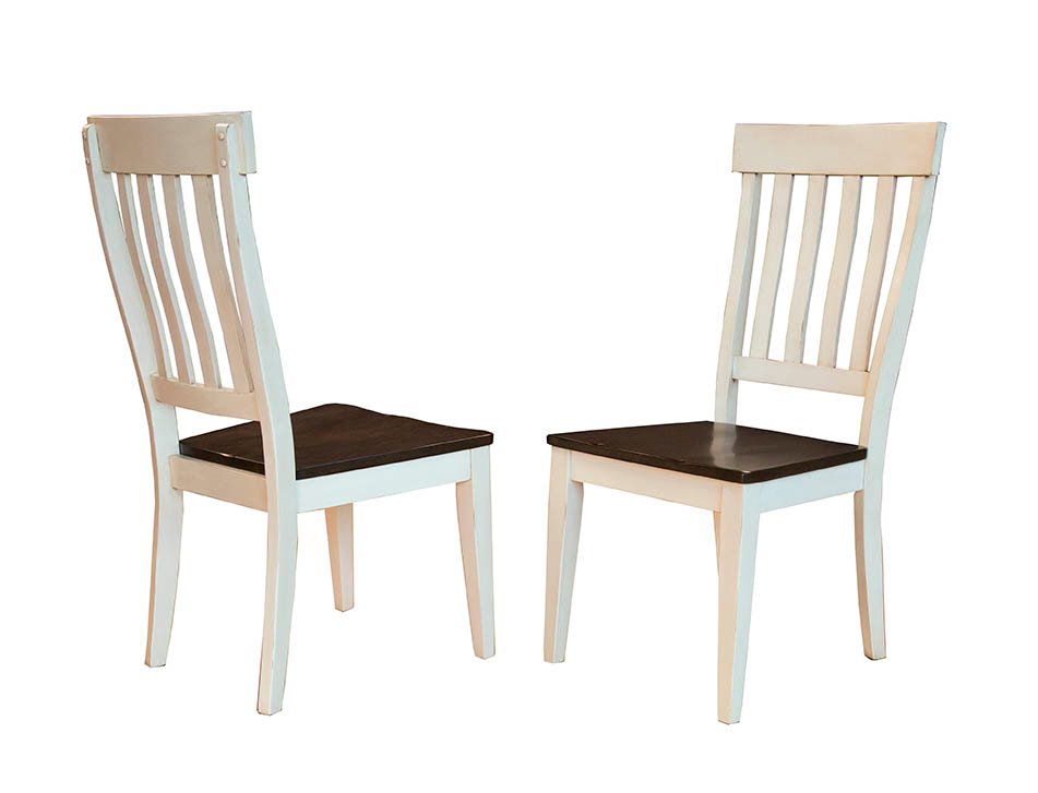 Farmhouse White and Brown Slat Back Dining Room Chair - Toluca-1