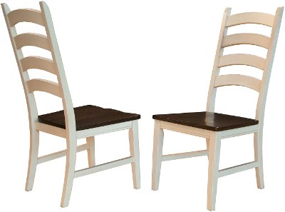 TOL-CH-2-75-K Farmhouse Cream and Brown Ladder Back Dining Room Chair - Toluca