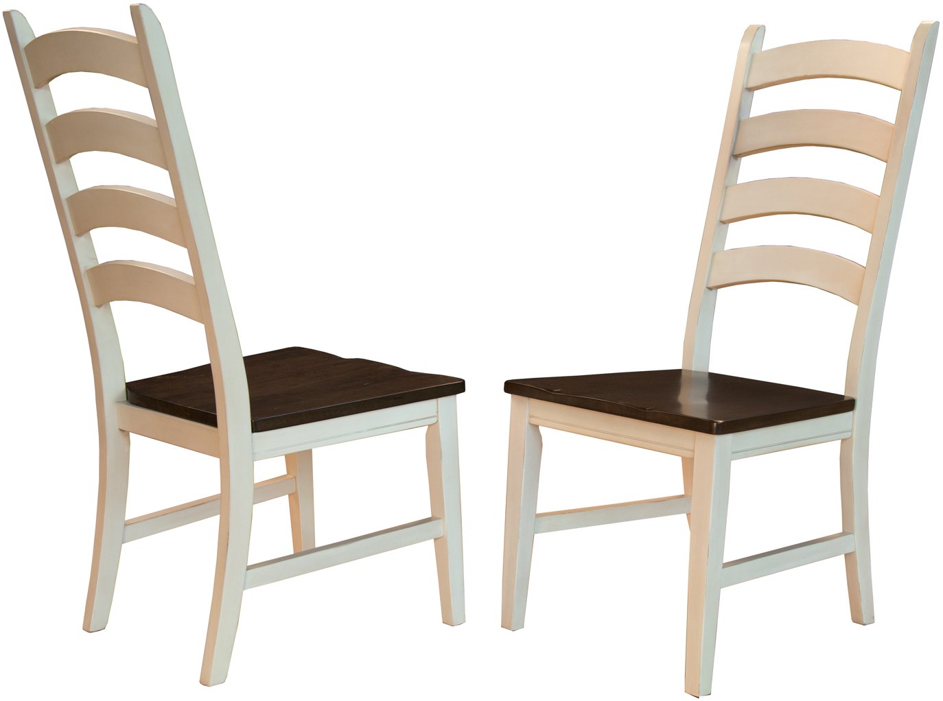 Farmhouse White and Brown Ladder Back Dining Room Chair - Toluca-1