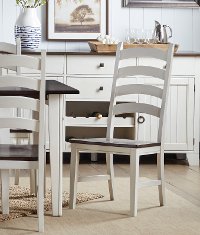 Farmhouse White and Brown Ladder Back Dining Room Chair - Toluca-2