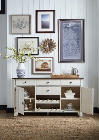 TOL-CH-9-01-0 Farmhouse White and Brown Dining Room Server - Toluca