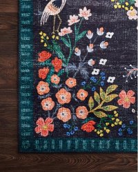 PAL-03RP-BLK/MULIT-5X7.6 5 x 8 Medium Black, Blue, and Coral Area Rug - Palais-3