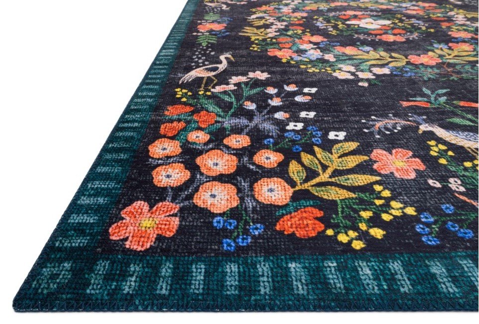 PAL-03RP-BLK/MULTI7.6X9.6 Palais 8 x 10 Floral Black, Blue, and Coral Area Rug-2