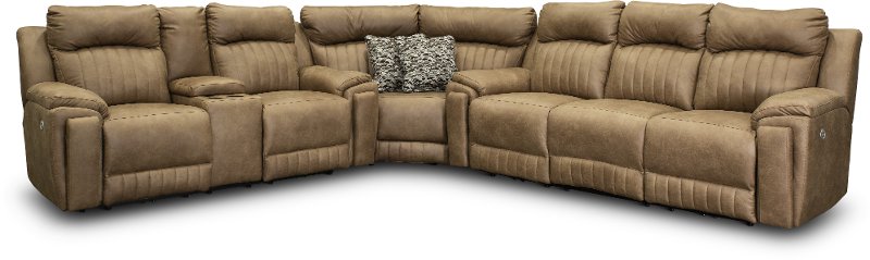 Vintage Taupe Reclining Sectional Sofa With Socozi Silver Screen