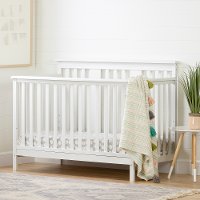 11849 Contemporary White Crib with Toddler Rail - Cotton Candy-1