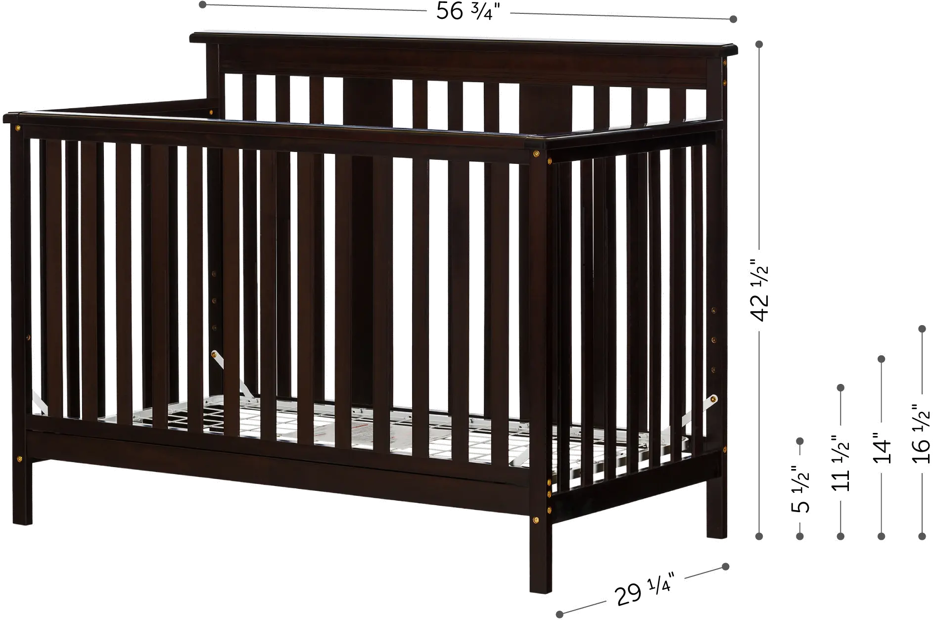 11850 Espresso Brown Crib with Toddler Rail - Little Smileys-7