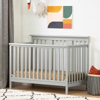 11851 Contemporary Gray Crib with Toddler Rail - Cotton Candy