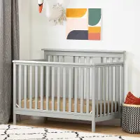 11851 Contemporary Gray Crib with Toddler Rail - Cotton Candy