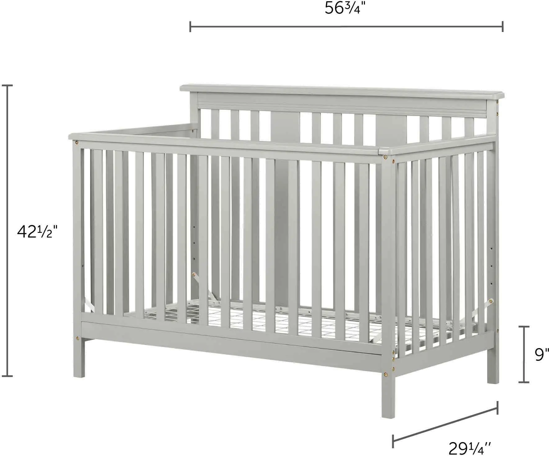 11851 Contemporary Gray Crib with Toddler Rail - Cotton Candy-6