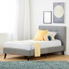 12119 Clearance Contemporary Gray Twin Upholstered Platform Bed - Fusion
