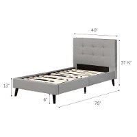 12119 Contemporary Gray Twin Upholstered Platform Bed - Fusion-8