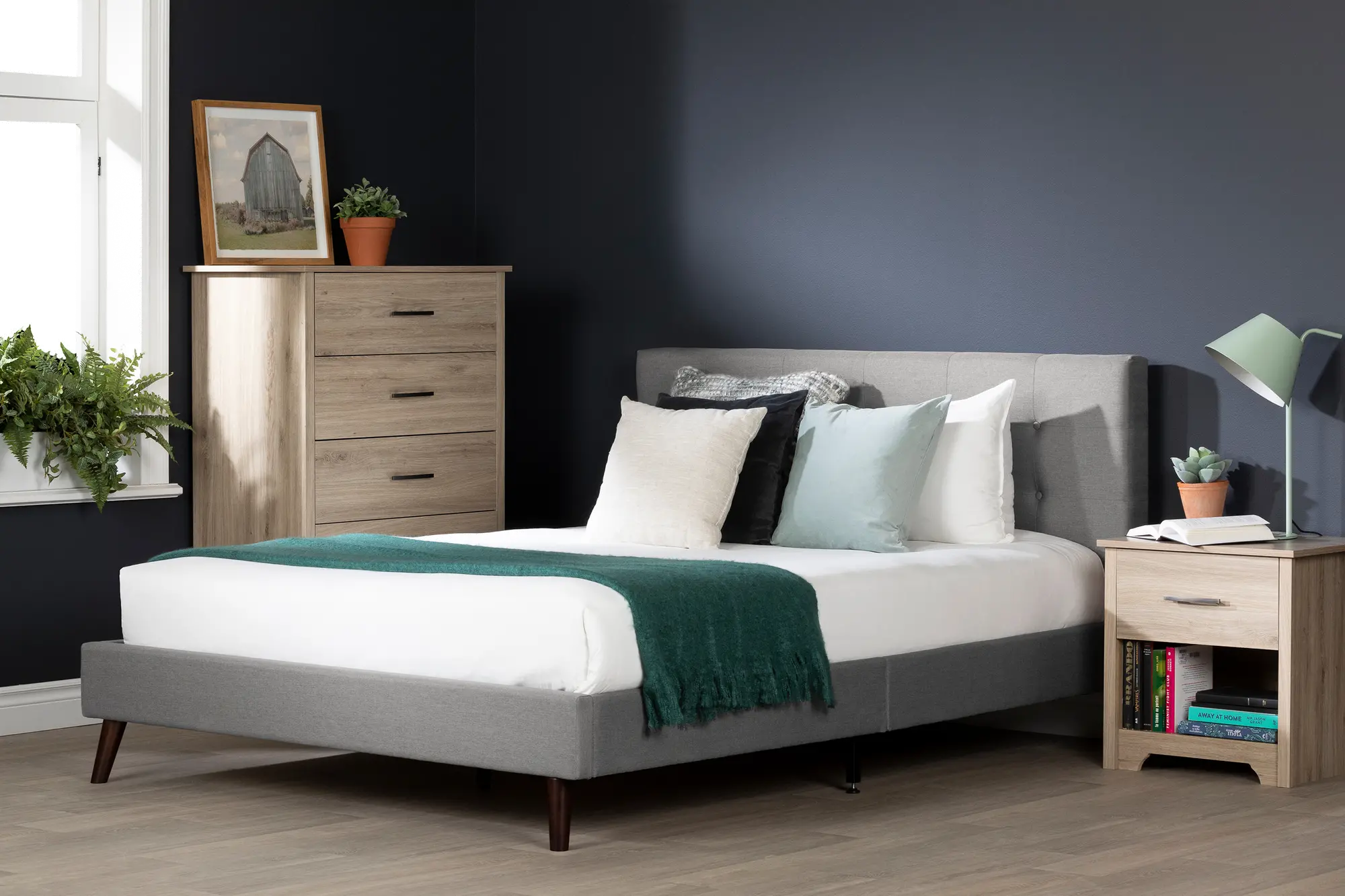 12120 Fusion Contemporary Gray Full Upholstered Platform Bed-2