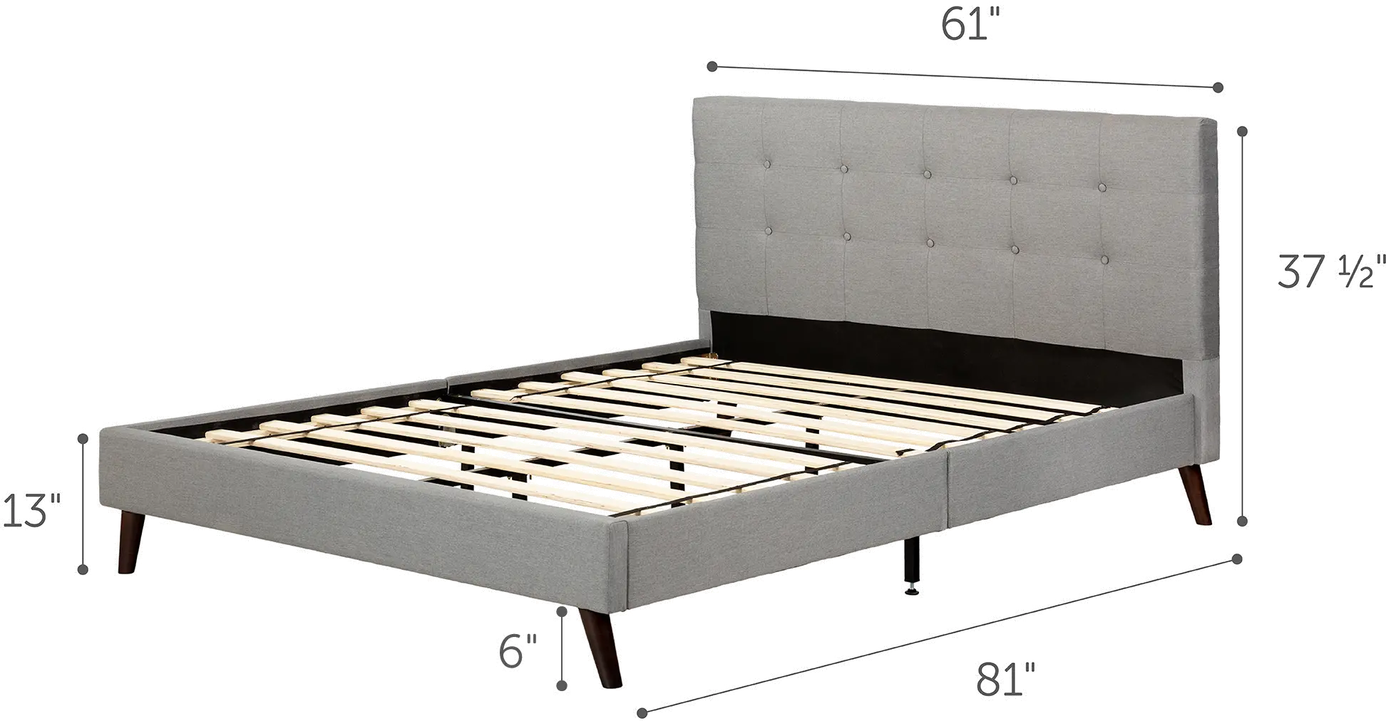 12120 Fusion Contemporary Gray Full Upholstered Platform Bed-8