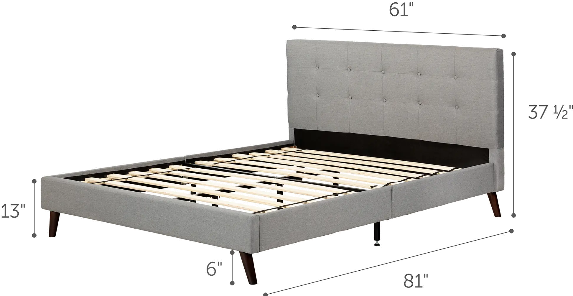 12121 Fusion Contemporary Gray Queen Upholstered Platform Bed-8