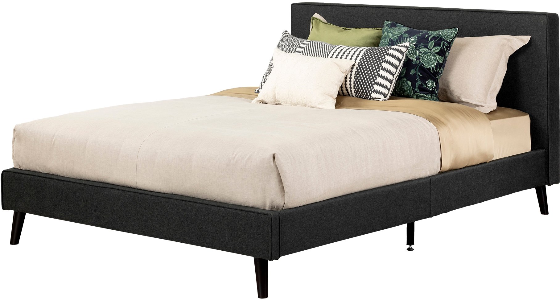 12123 Modern Charcoal Gray Queen Upholstered Platform Bed - Gravity-2