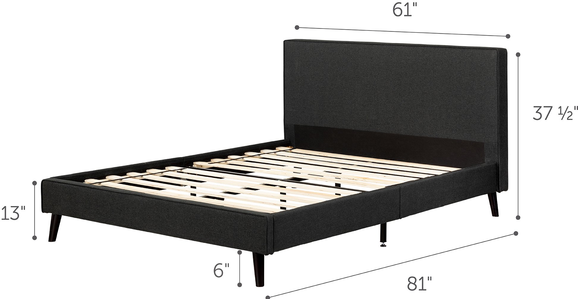 12123 Modern Charcoal Gray Queen Upholstered Platform Bed - Gravity-7
