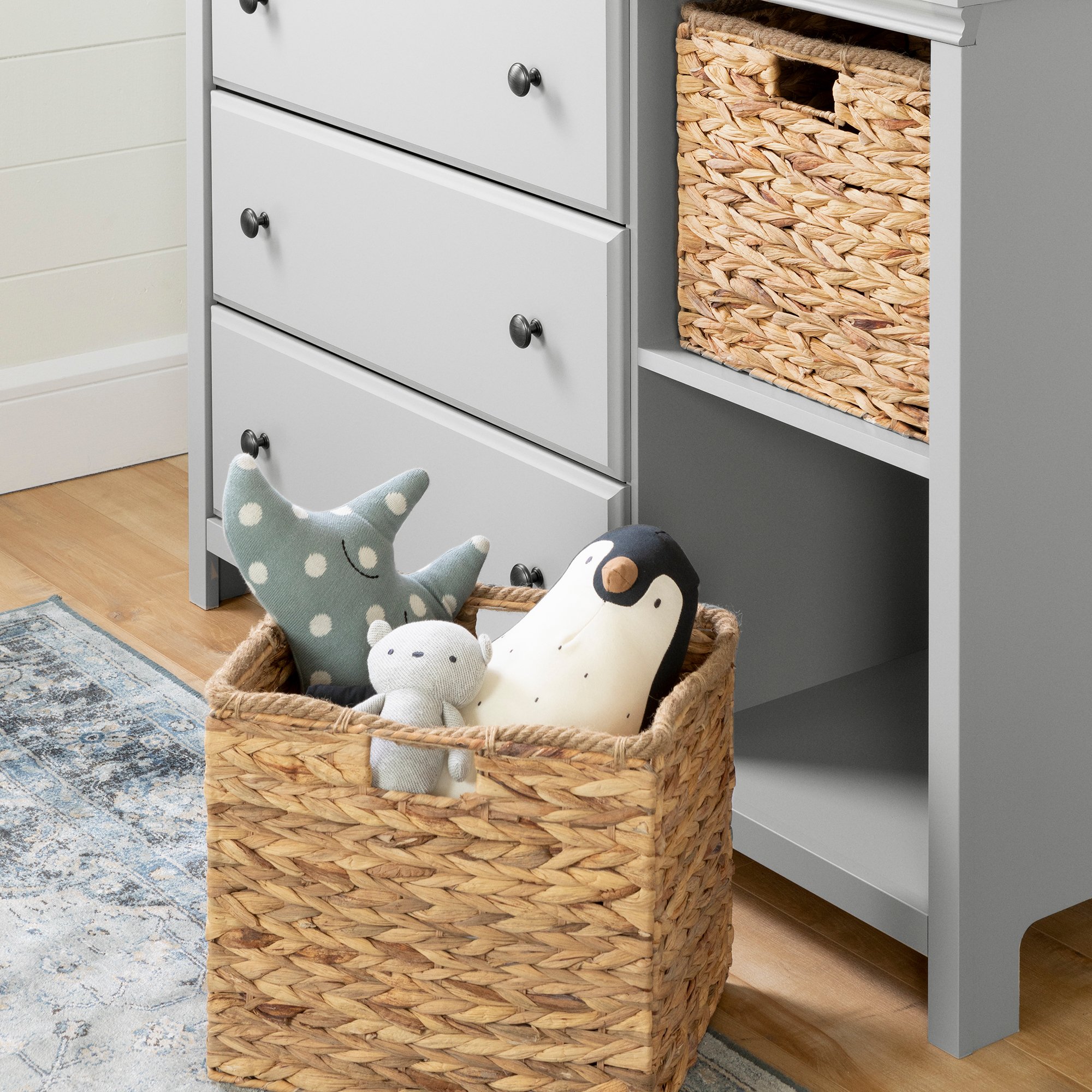 12138 Classic Gray 3 Drawer Dresser with Baskets - Cotton Candy-3