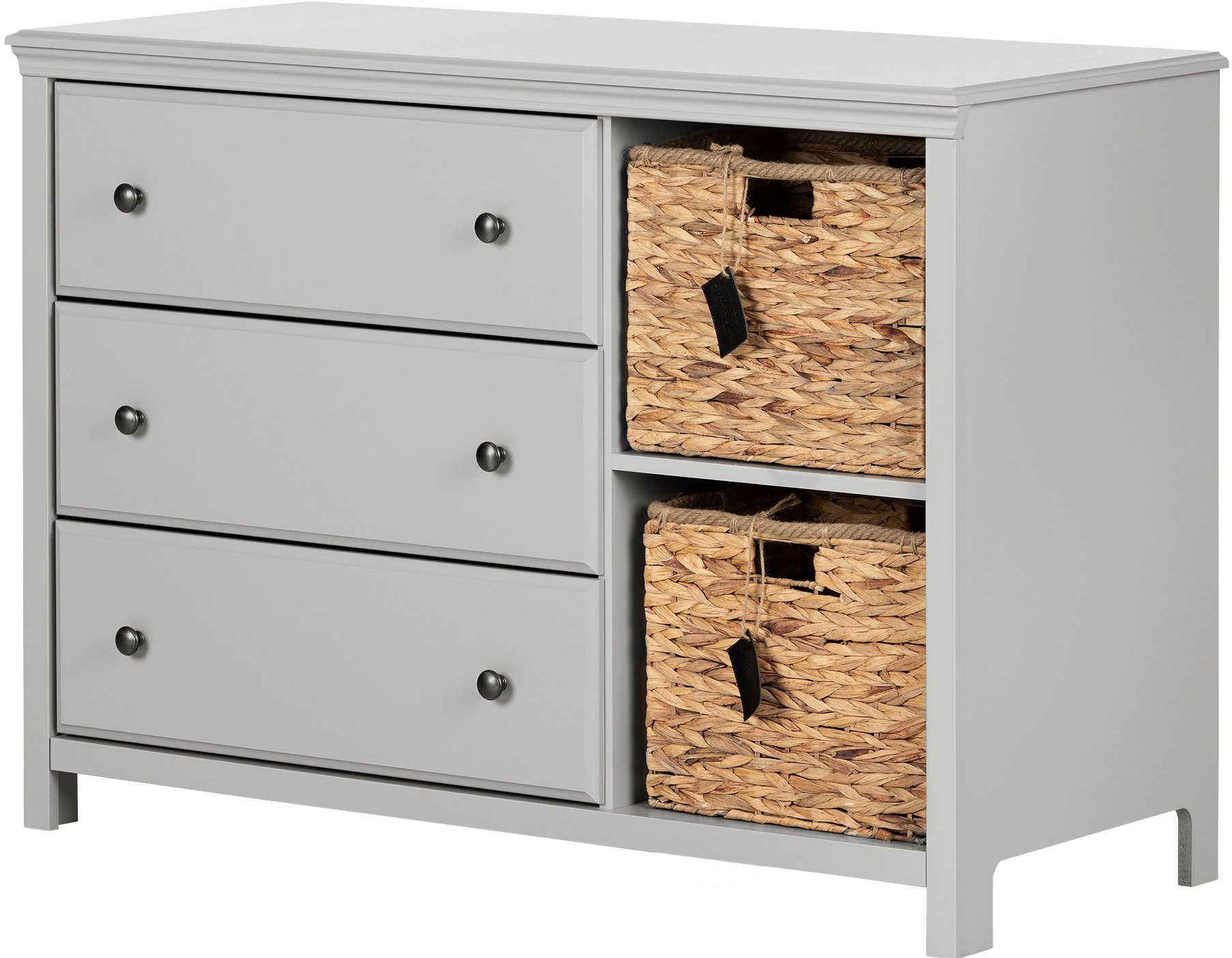 12138 Classic Gray 3 Drawer Dresser with Baskets - Cotton Candy-6