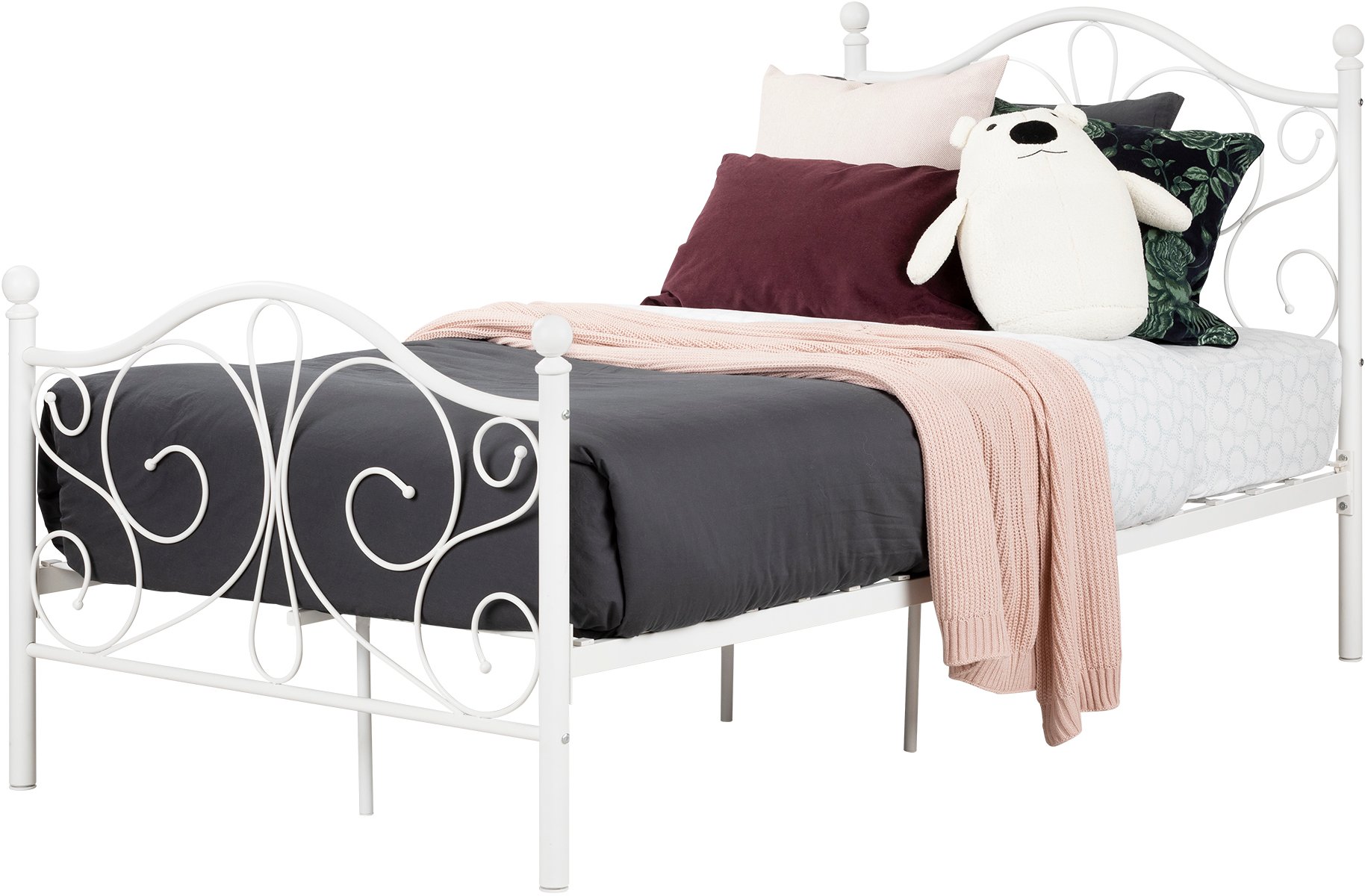 12153 Traditional White Twin Metal Bed - Summer Breeze-6
