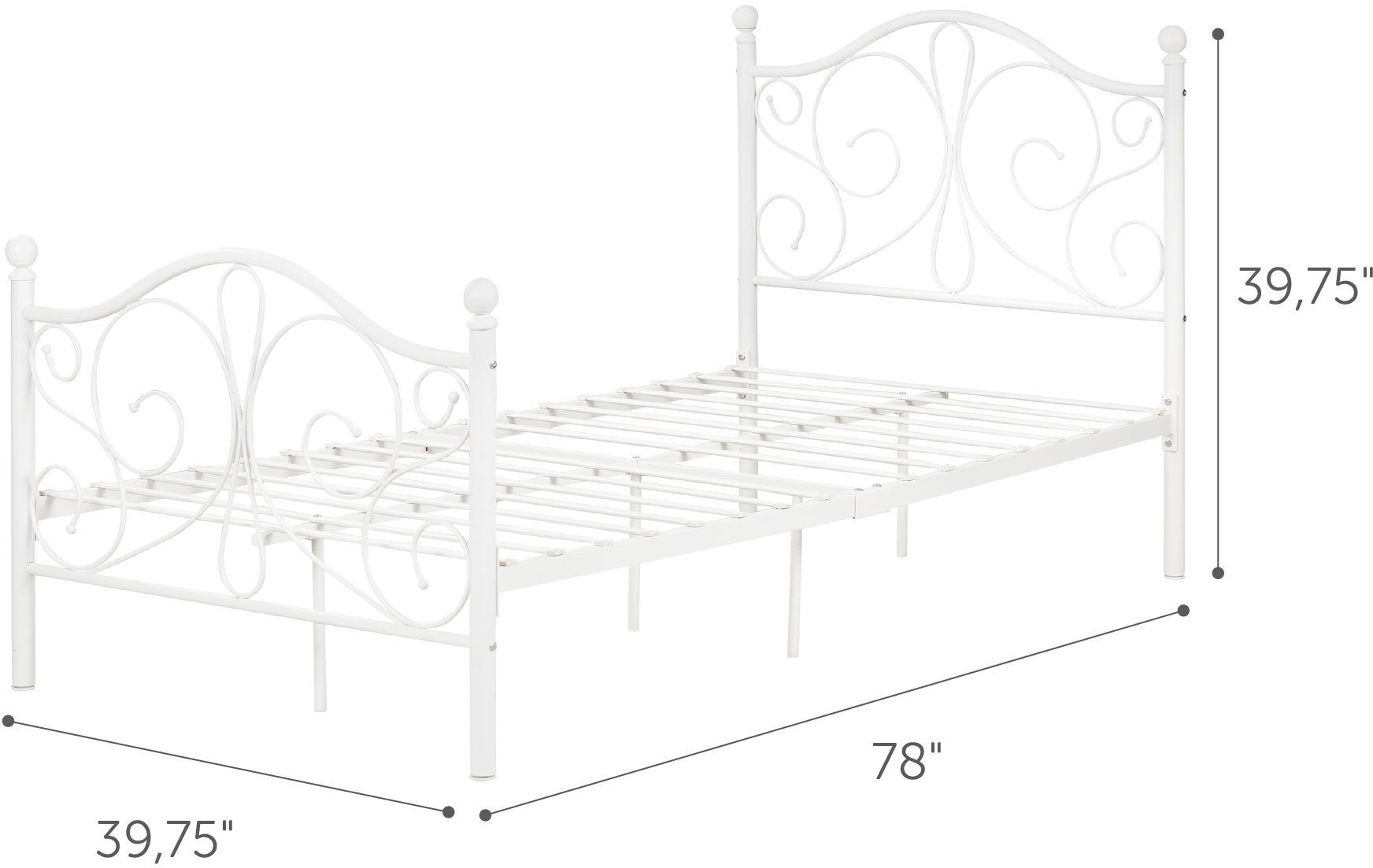 12153 Traditional White Twin Metal Bed - Summer Breeze-7