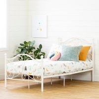 12154 Traditional White Twin Metal Bed - Country Poetry