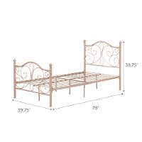 12157 Traditional Pink Twin Metal Bed - Country Poetry-7