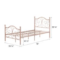 12158 Traditional Pink Twin Metal Bed - Summer Breeze-7