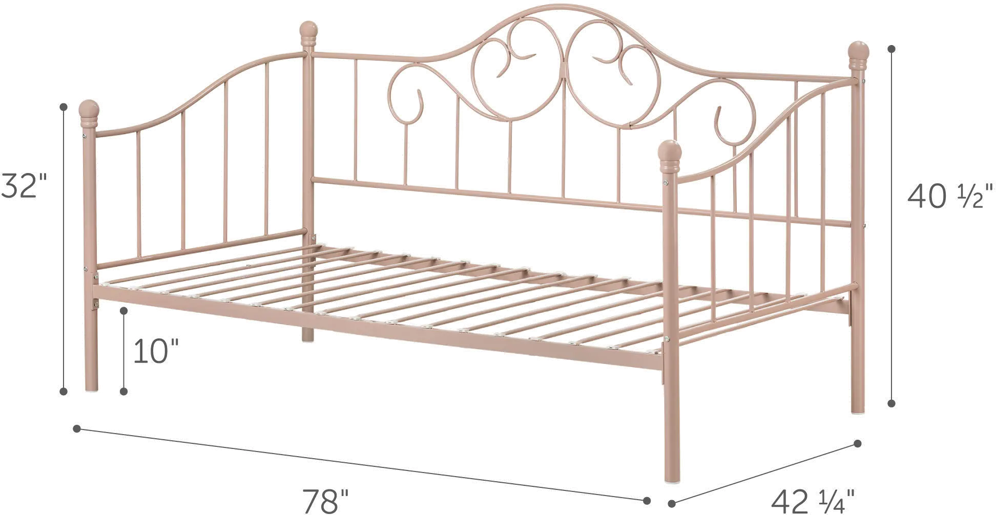12165 Classic Pink Metal Daybed - Lily Rose-6