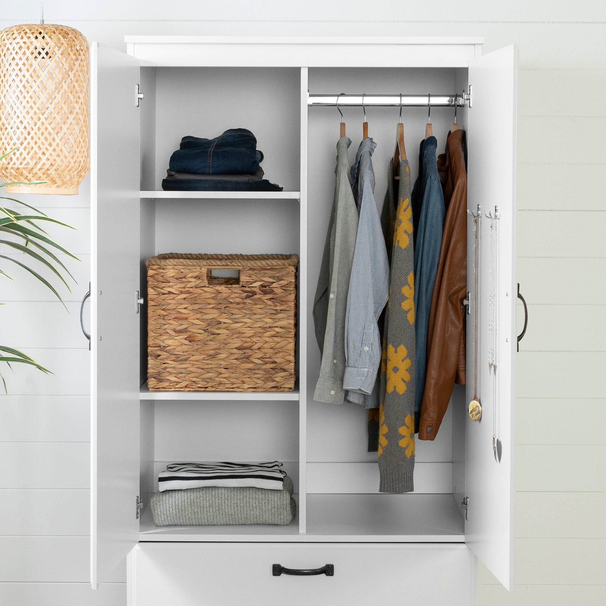 12275 Cottage White Wardrobe Armoire - Farnel-3