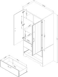 12275 Cottage White Wardrobe Armoire - Farnel-7