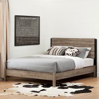 12322 Weathered Oak Full Platform Bed with Headboard - Munich