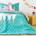 100356 Festive Llama Turquoise 5 Piece Twin Bedding Set - DreamIt