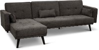 Cozy Granite Gray Convertible Sectional Sofa Bed with Chaise - Jenna-2