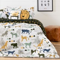 100364 Safari White and Green 5 Piece Full Bedding Set - DreamIt
