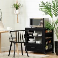 12292 Contemporary Black Oak Microwave Cart - Vietti