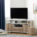 12209 Pure White and Weathered Oak Corner TV Stand - Reflekt
