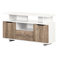 12209 Pure White and Weathered Oak Corner TV Stand - Reflekt-2