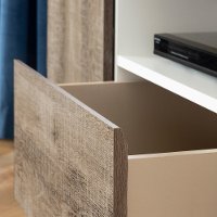 12209 Pure White and Weathered Oak Corner TV Stand - Reflekt-6