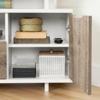 12209 Pure White and Weathered Oak Corner TV Stand - Reflekt-7