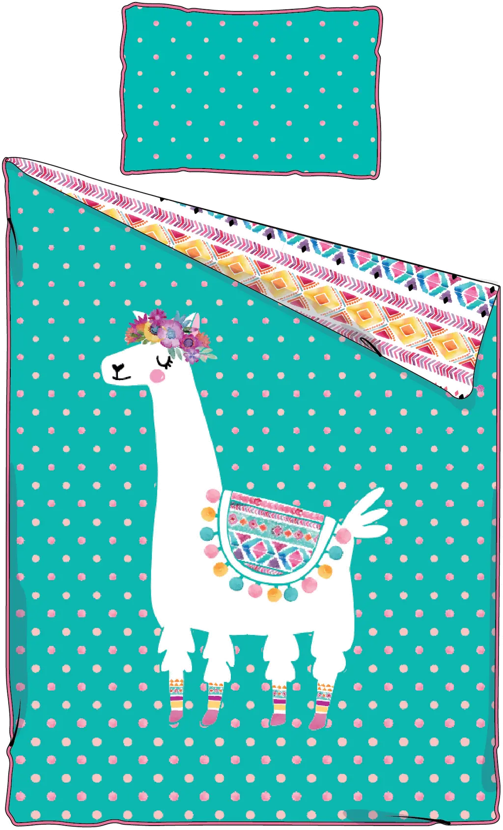 100351 Llama Turquoise Twin Comforter and Pillowcase - DreamIt-1