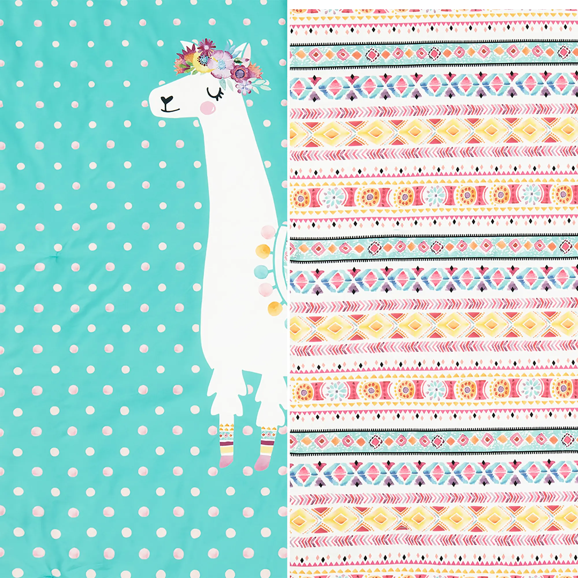 100351 Llama Turquoise Twin Comforter and Pillowcase - DreamIt-4