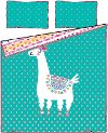 100532 Llama Turquoise Full Comforter and Pillowcases - DreamIt